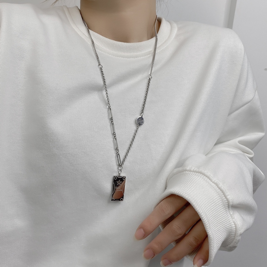 Jepang dan Korea gaya pribadi hip hop titanium steel kalung pria dan wanita yang sama gaya elegan pa