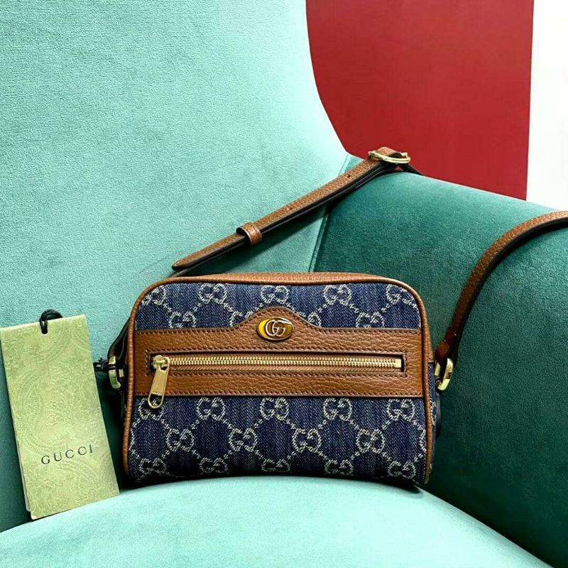 Gucci ophidia small blue & ivory GG denim shoulder bag (Pls baca deskripsi)