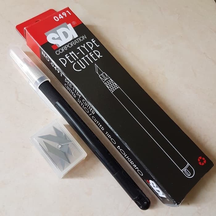 

kertas-pemotong- pen cutter sdi 0491 + refill blade 10pcs -pemotong-kertas.
