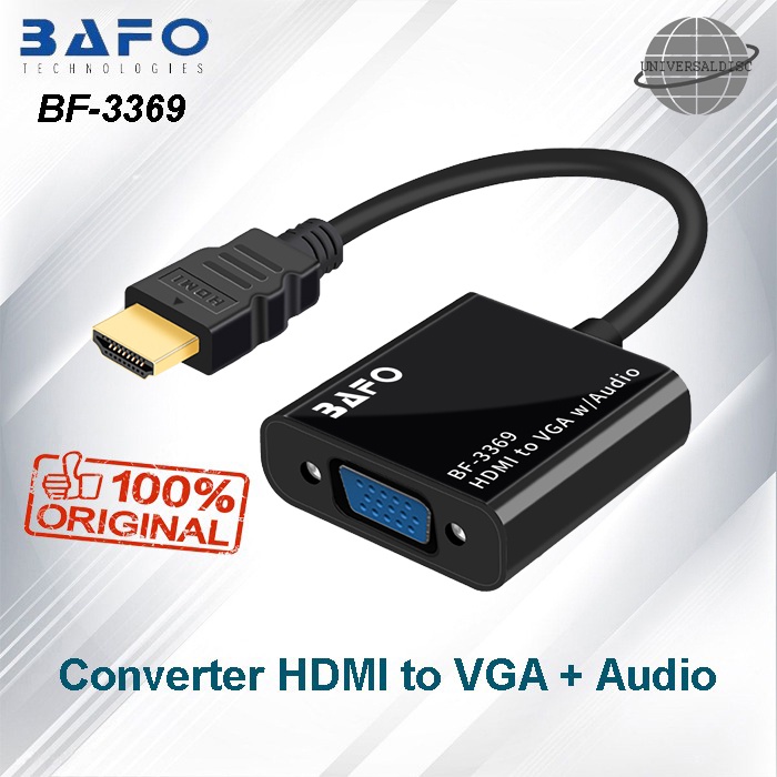 Kabel HDMI to VGA + Audio BAFO BF-3369 - Converter HDMI to VGA Bafo - HDMI to VGA Bafo