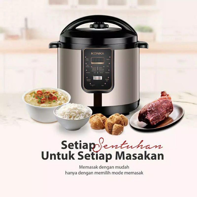 KONKA Presto Listrik Serbaguna Elektrik Pressure Cooker Electric Digital Multi Cooker Rice Cooker 5L
