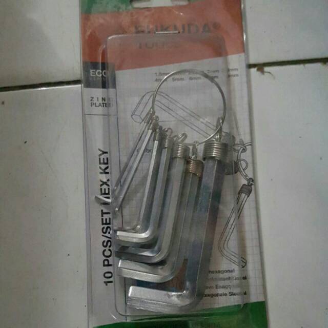 Kunci L nekel 10 pcs fukuda tools ukuran 1.5 2 2.5 3 3.5 4 5 6 8 10 mm