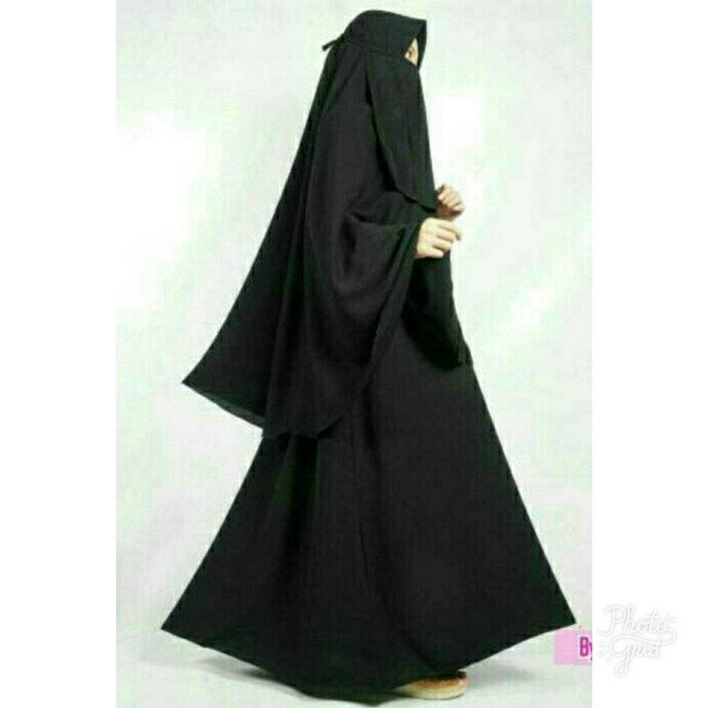 TERLARIS Aisyah Gamis Cadar Set Gamis Syari Cadar Hitam Navy muslimah
