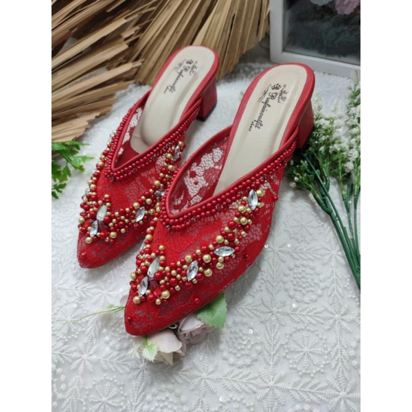 rafaizoutfit sepatu wanita block heels merah tinggi 5cm tahu