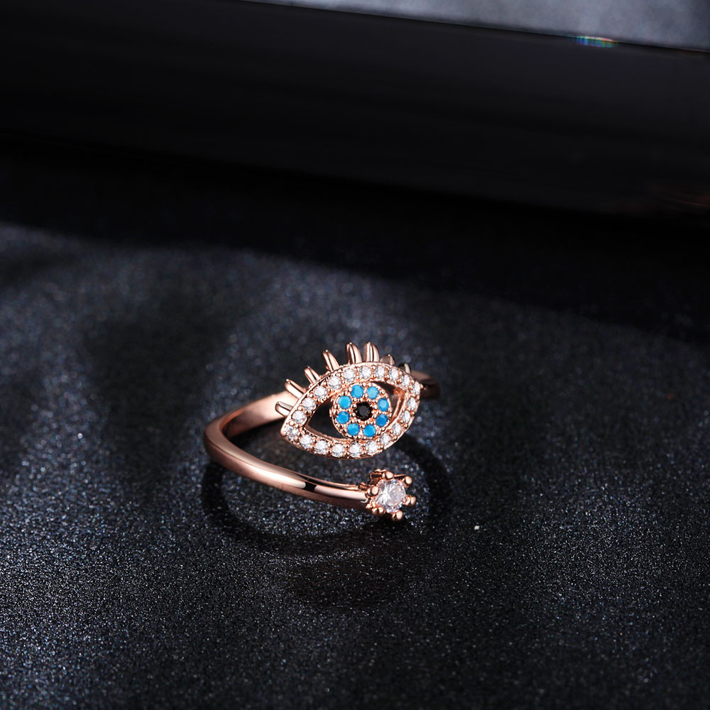 MXBEAUTY Fashion Finger Ring Gold Color Jewelry Rings Engagement Turkey Round Evil Eye Angel Eye Zircon Accessories/Multicolor