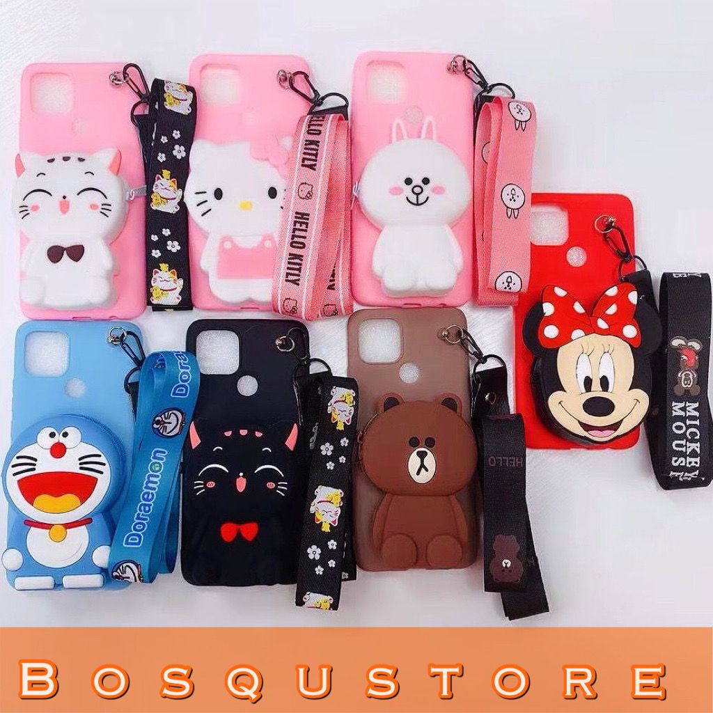 SOFTCASE REDMI REDMI 5PLUS/ 7A/ 5A/ 4A/ REDMI 8/ 8A/ 8A PRO/ NOTE 5A/ NOTE 7/ NOTE 7PRO/ NOTE 4/ NOTE 4X/ SOFTCASE KARAKTER DOMPET KOIN + TALI GANTUNGAN LEHER