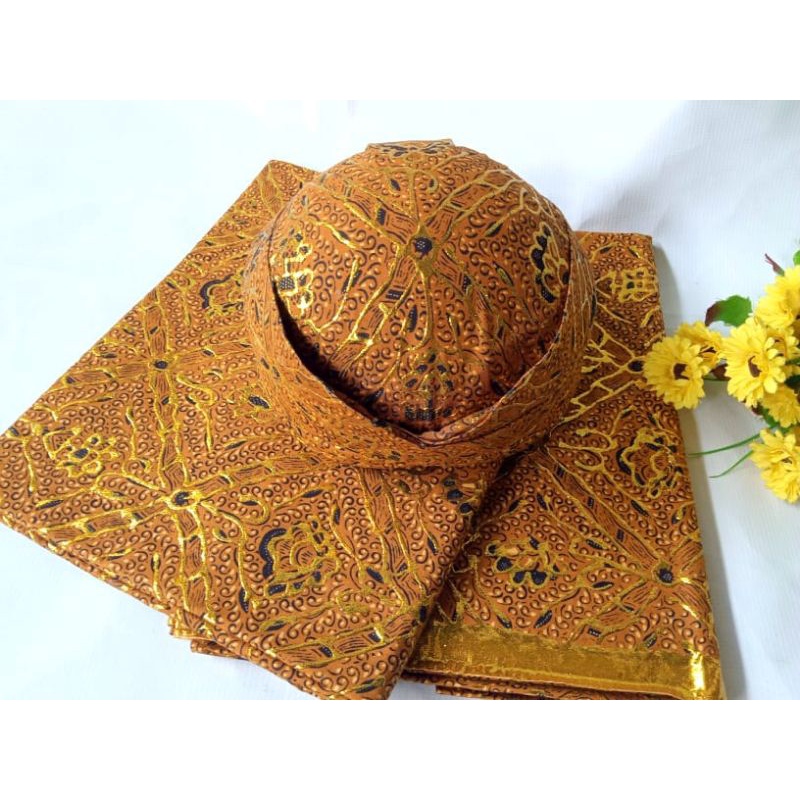 Kain Jarik Set Blangkon Sidomukti Prodo Pengantin Alusan Cabut