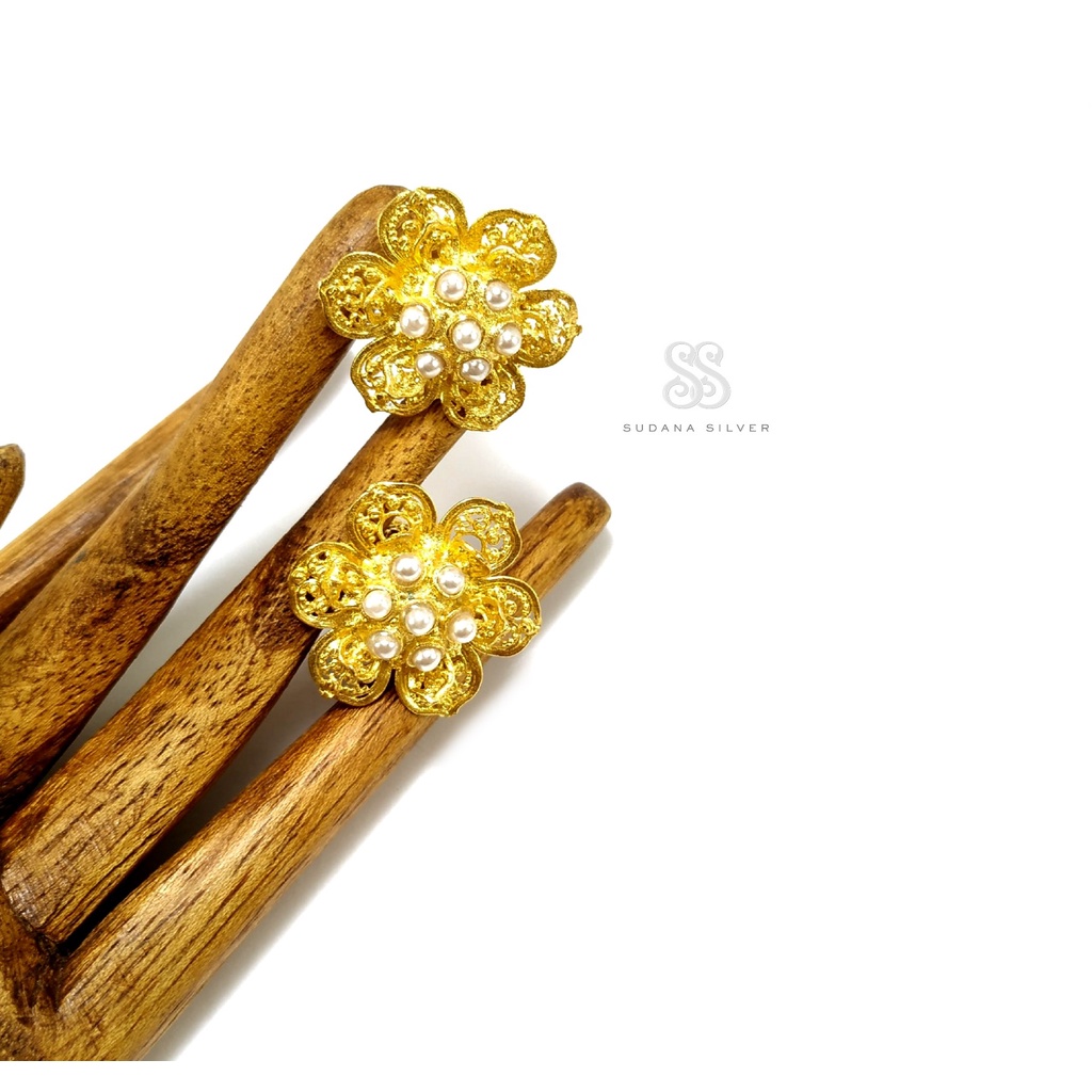 Subeng Anting Mutiara Srikandi Gold Plated Alpaka Bali