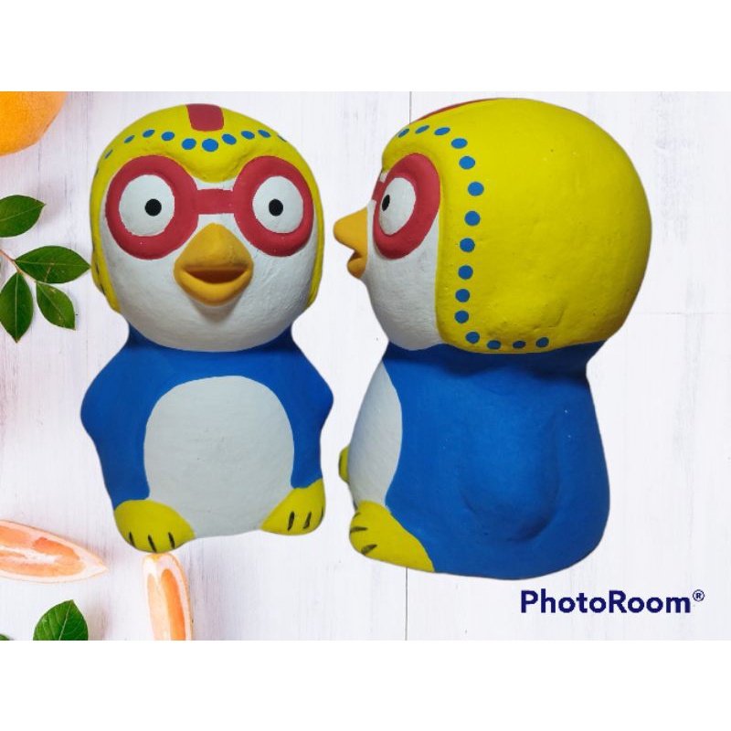 Celengan Pororo Target/Unik/Viral/Lucu/Murah/Tanah Liat/Gypsum