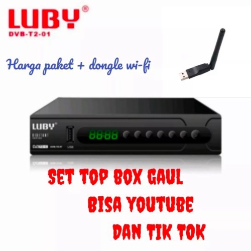 Promo set top box tv digital paket lengkap plus usb adapter dongle wifi bisa youtube tiktok semua si
