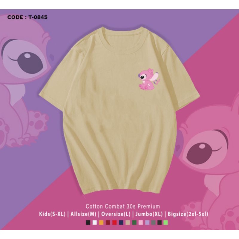 KAOS KATUN LUCU LIL STITICH PINK SIDE