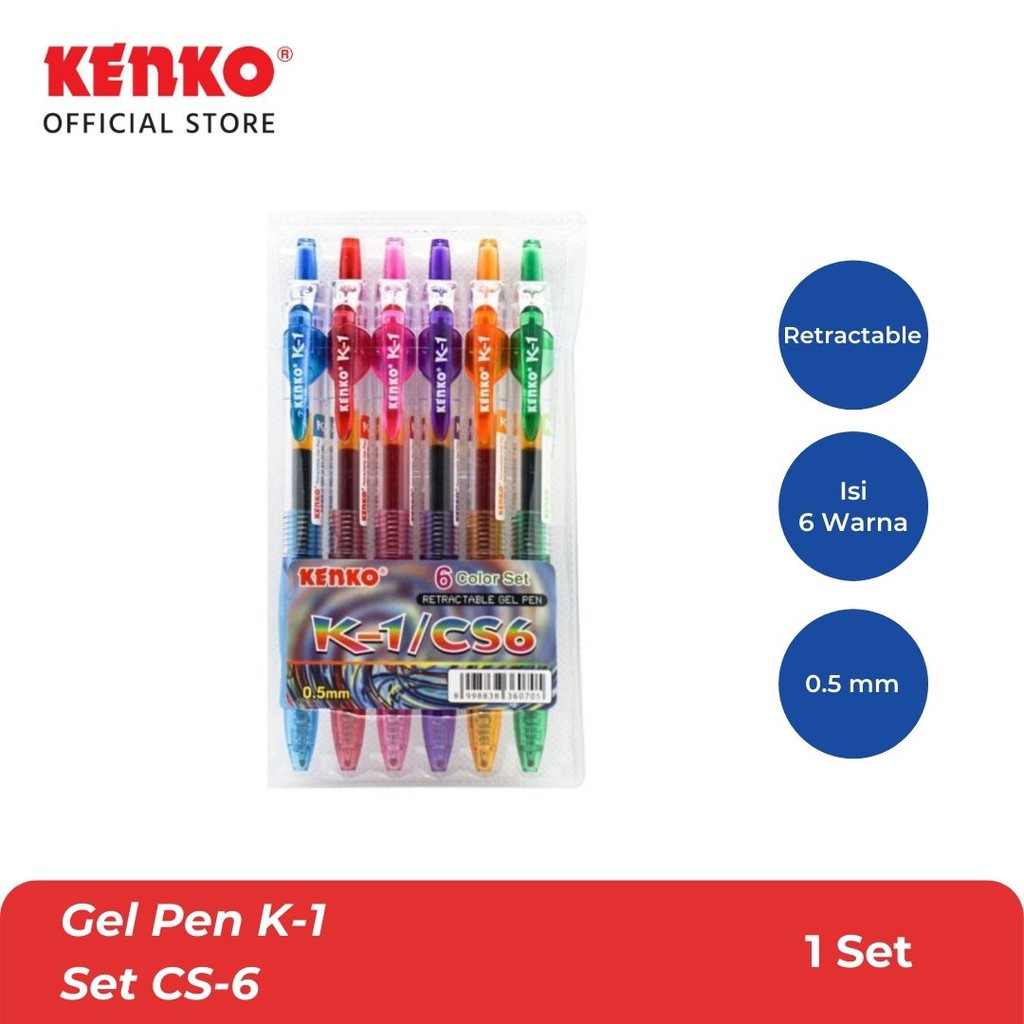 

KENKO GEL PEN / Pulpen Jel / Pena Jel Cetek K-1 CS6 Retractable Set