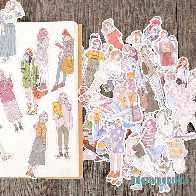 (AdornmentNo1) 100pcs / Pak Stiker Motif Kartun Anak Perempuan Untuk Dekorasi Scrapbook / Buku