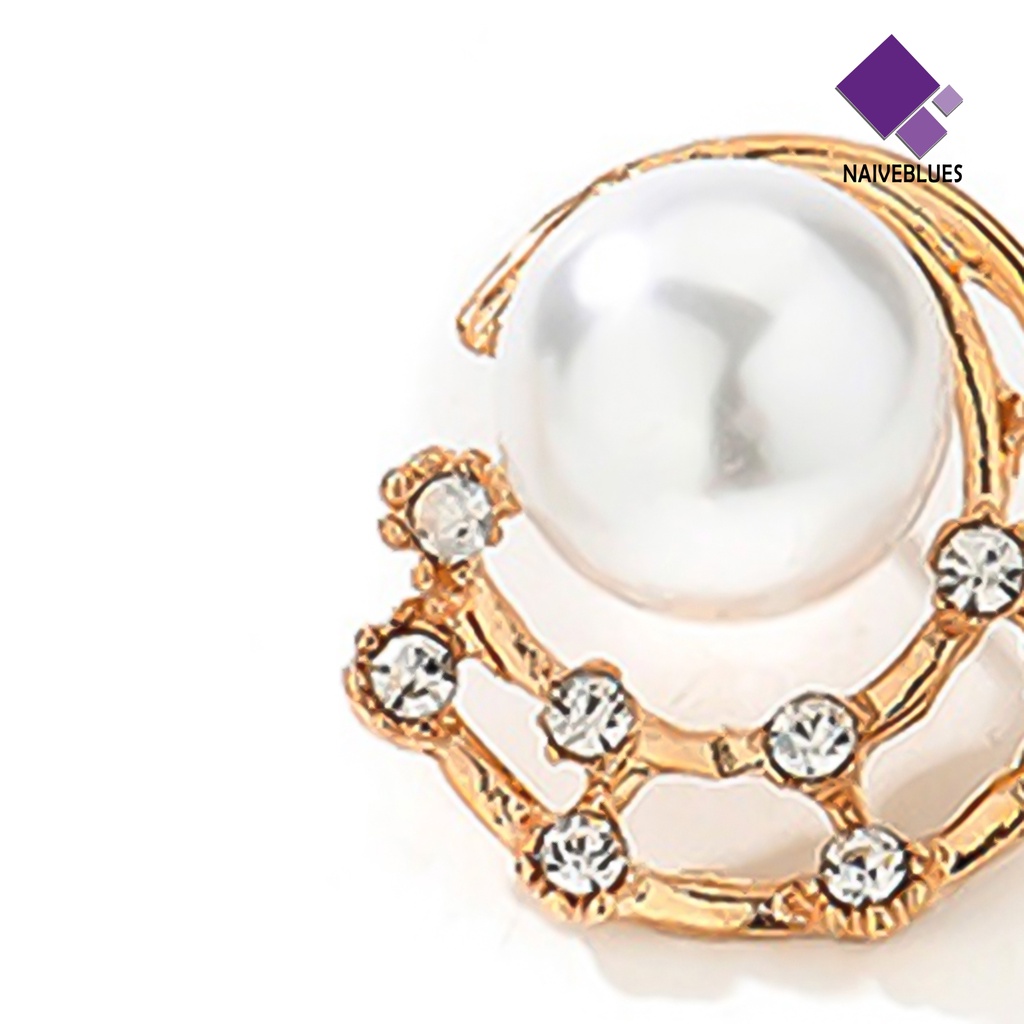 Anting Stud Mutiara Berlian Imitasi Model Hollow Untuk Wanita