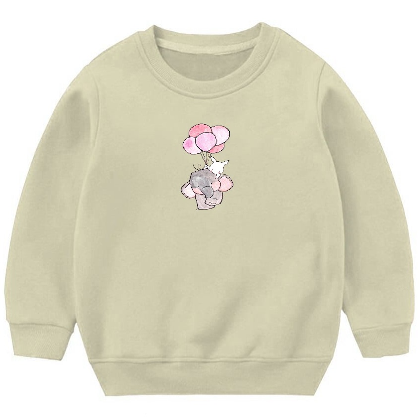 Sweater Crewneck Anak Balita Motif Baloons Elephant Bahan Pleece Terbaru