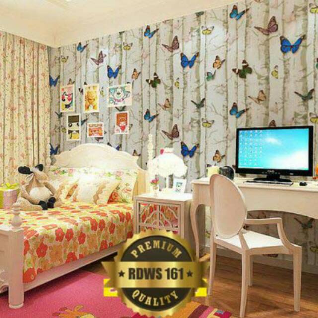 Wallpaper stiker motif kupu kupu ukuran 45cm x 10m | Shopee Indonesia