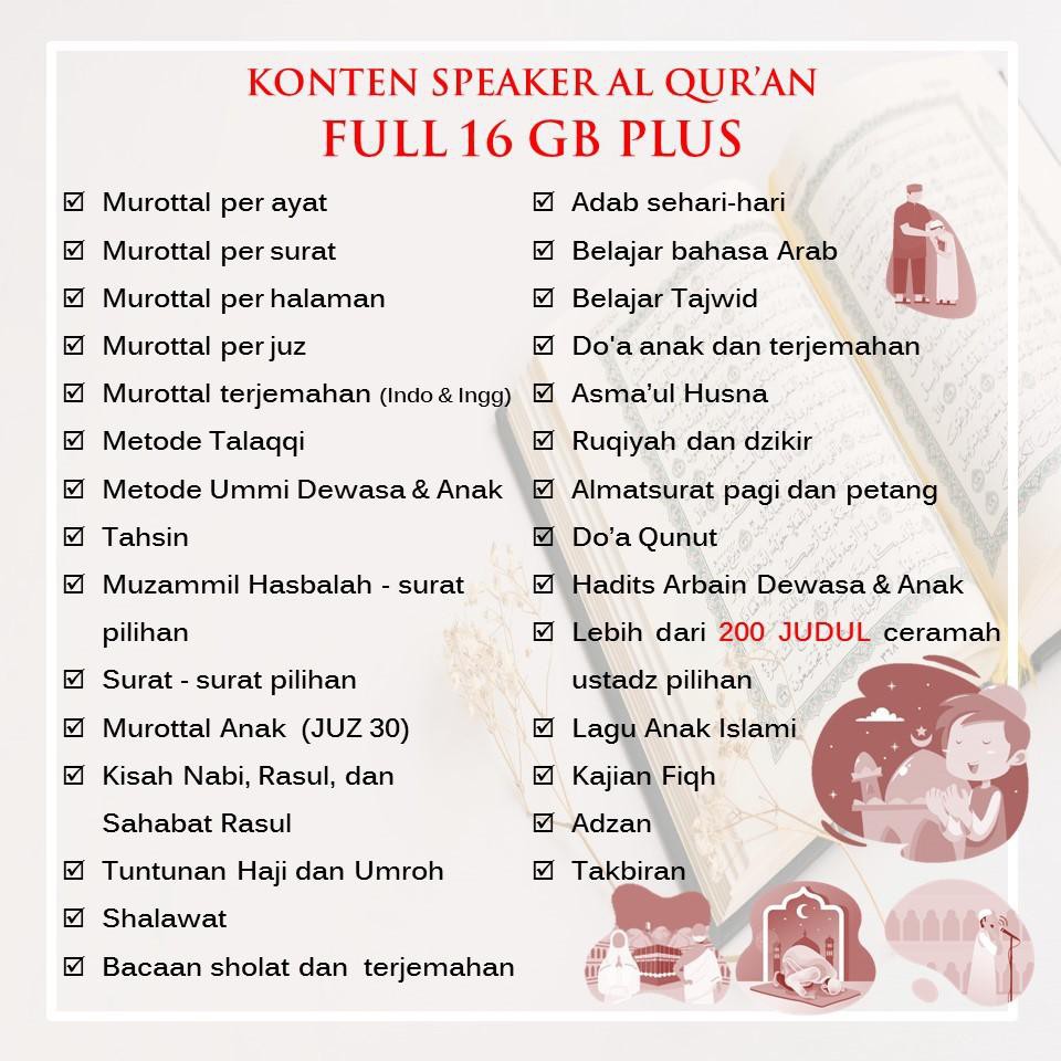 [BISA REQUEST NAMA] SPEAKER MUROTTAL AL QURAN 30 JUZ ADVANCE TP600BT 16GB FULL