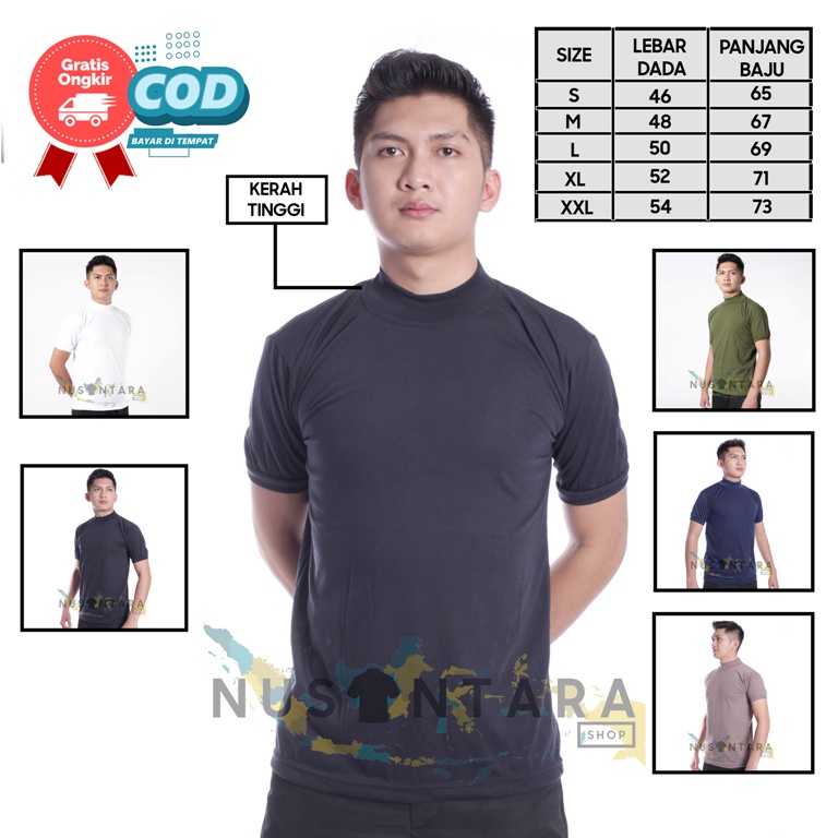 Polisi Kaos Security Kaos Satpam Polos Terbaru Kerah Tinggi Warna CREAM HITAM PUTIH ARMY NAVY COKELAT