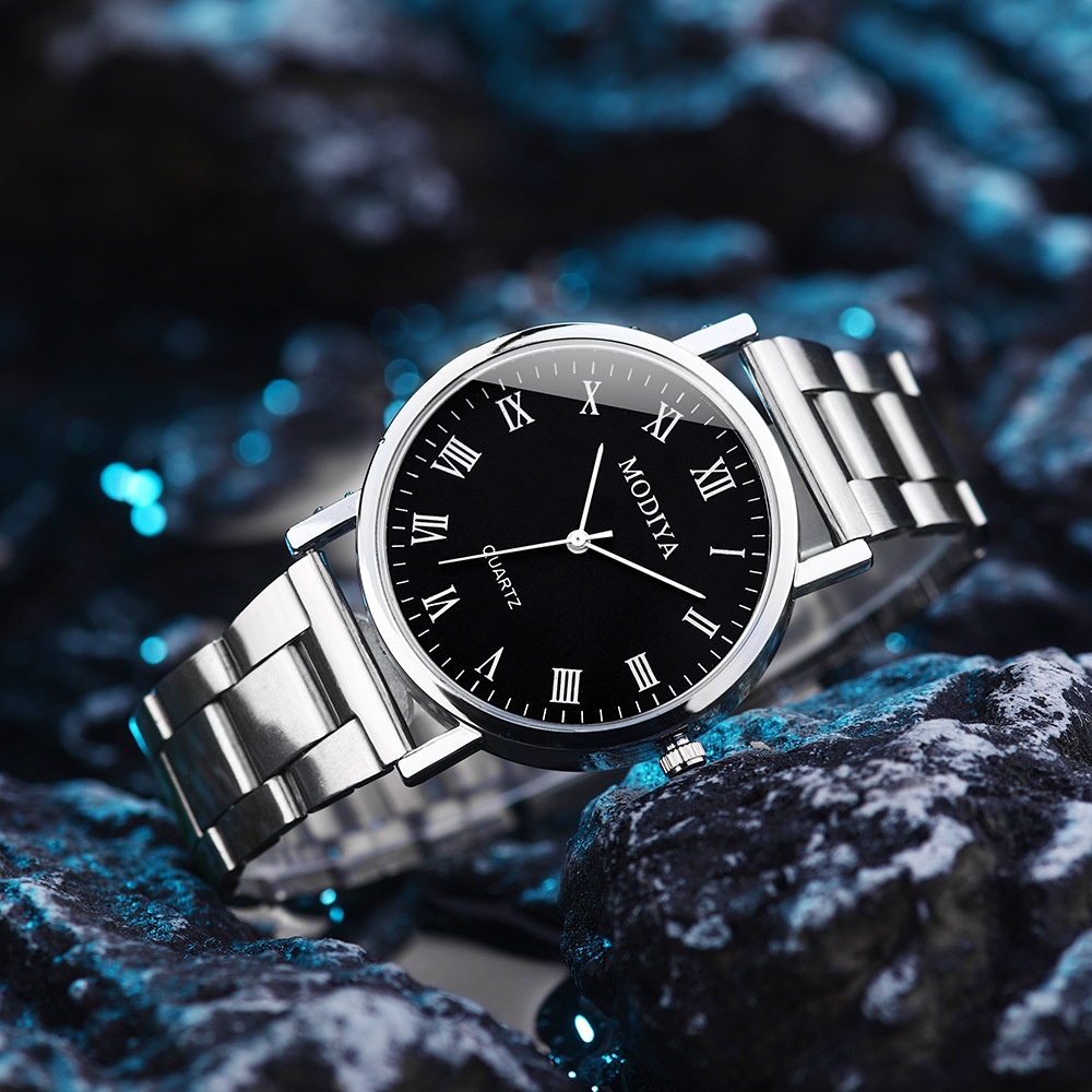 Jam Tangan Pria A0142 Alloy Band Quartz Watch/Murah