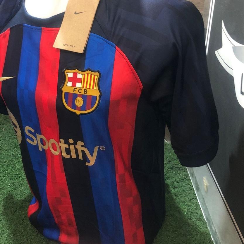 Jersey Ba_rcel_ona Home 2022 2023 FULL SPONSOR Spotify UNHCR ACNUR Grade Ori Import Baju Sepak Bola 
