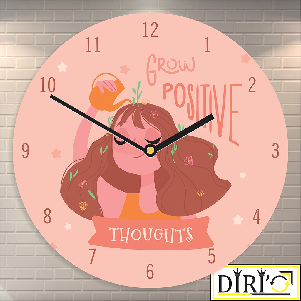 Jam Dinding Kayu Unik Girls Quote Motivation Pajangan Perempuan Shabby Chic-Thoughts