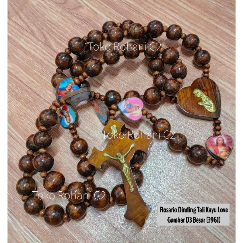 Rosario Dinding Tali Kayu Love Gambar Besar D3 (3961) - Rosario Rohani