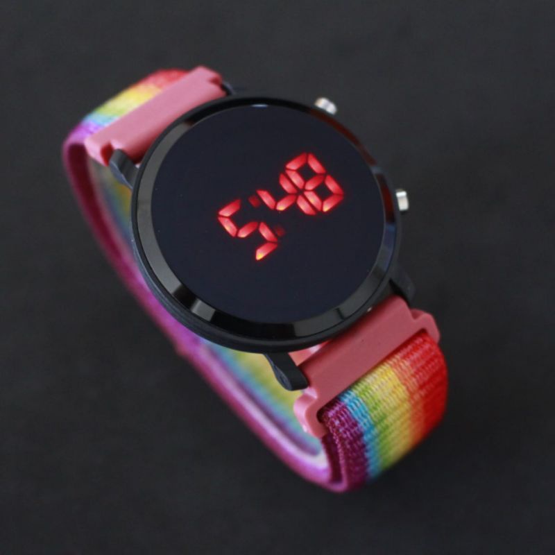 Jam Led kanvas bulat free gift box-M Plngi KNV BLT HTM