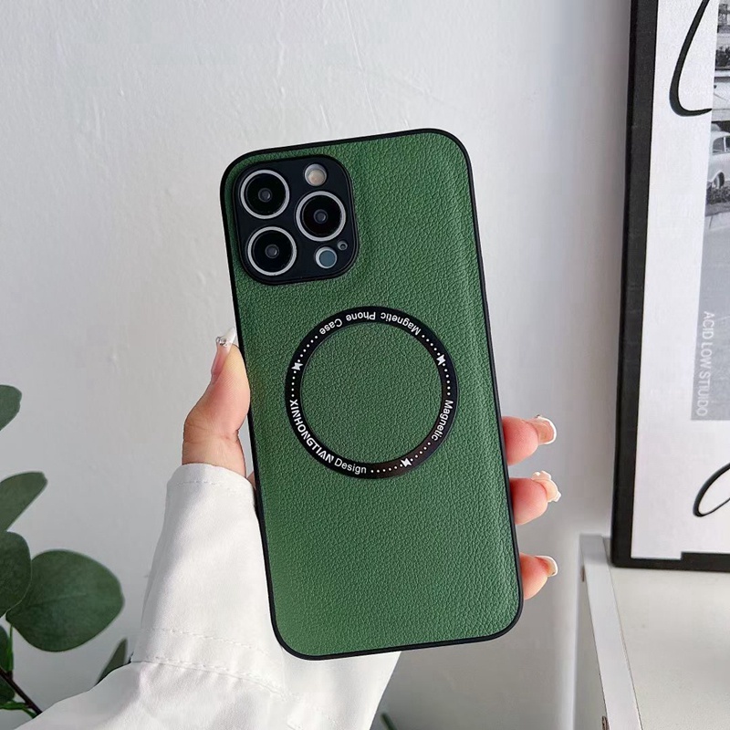 Case Pelindung Lensa Magnetik Bahan Kulit anti Slip shockproof Untuk iphone 14 pro max 11 13 12 pro max XR X Xs max