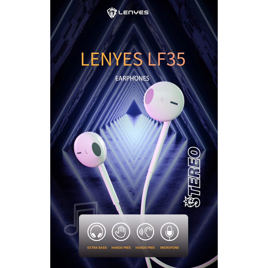 Lenyes headset LF35 in ear hifi stereo earphone extra bass with handfree microphone 3.5mm
