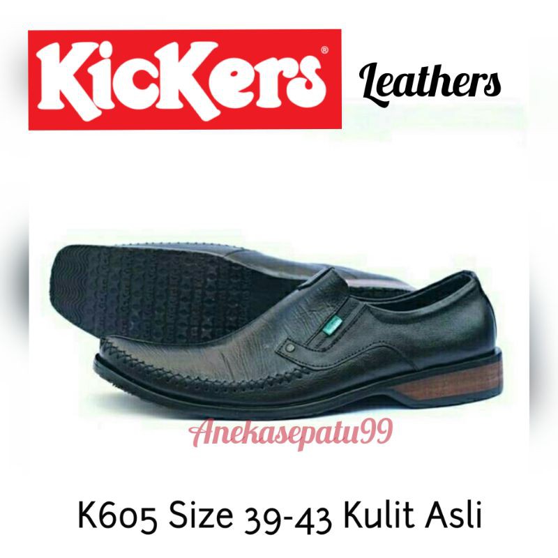 Sepatu Pantopel Pria Kickers Kulit Asli Garansi / Sepatu Cowok Formal Kulit Asli / Sepatu Kerja Pria Kickers Pantofel / Sepatu Kantor Laki Promo