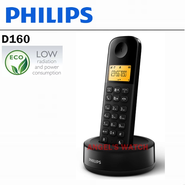 d160 philips wireless phone/ telepon wireless philips d160 hitam original