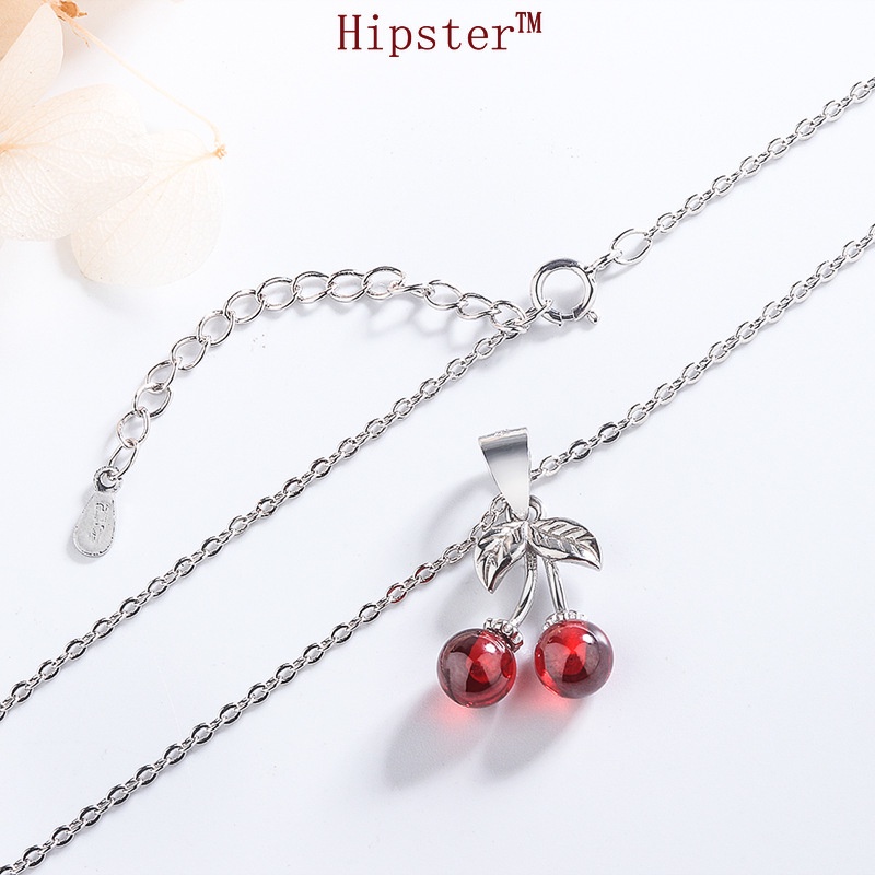 Classic Hot Sale Red Agate Cute Sweet Cherry Pendant Necklace