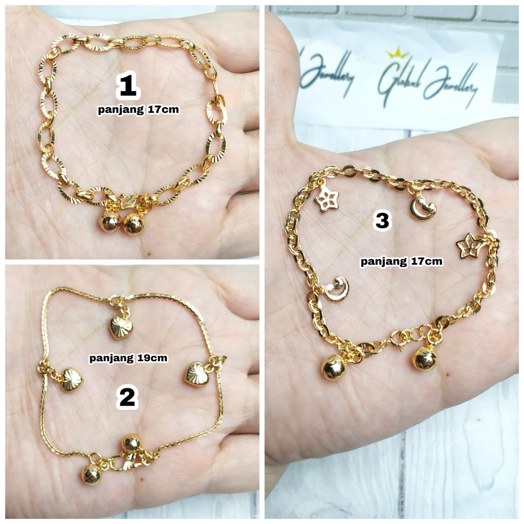 GELANG TANGAN RANTAI DEWASA MOTIF PERAK ASLI S925 GLOBAL JEWELLERY CM045