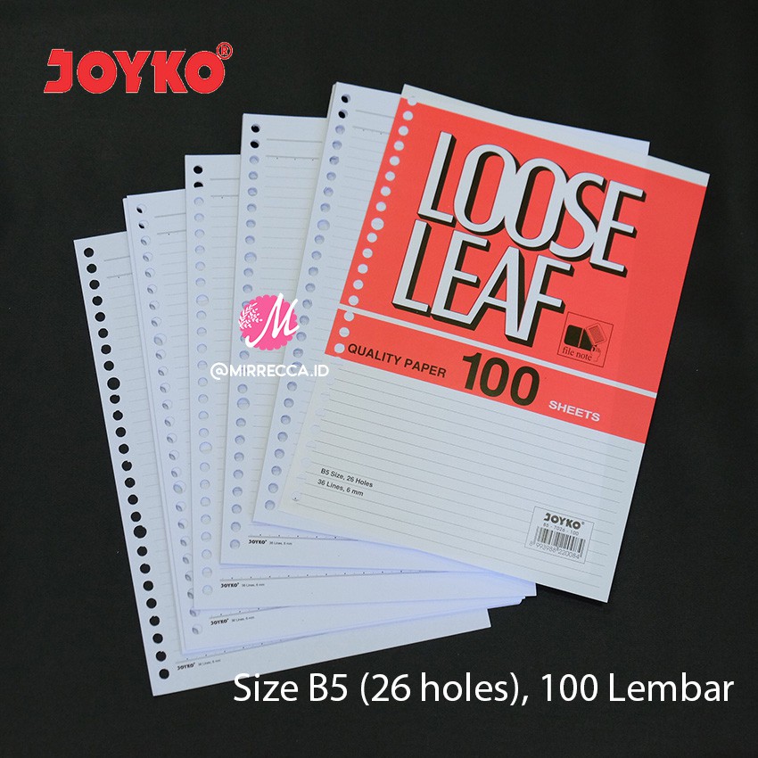 

LOOSE LEAF JOYKO B5 - 26 HOLES - 70 GSM - KERTAS FILE