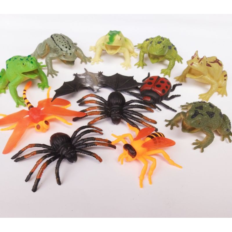 Mainan Serangga/Katak Karet 1Set isi 12pcs Figurin Binatang Besar Bagus