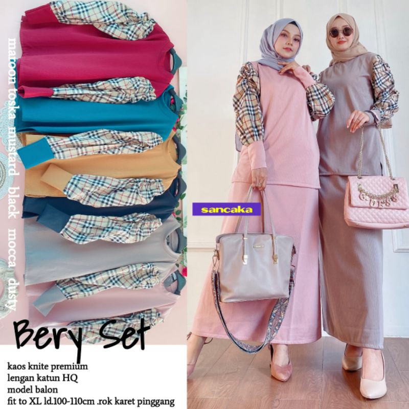 BERY SETELAN ROK MIX POLOS MOTIF KEKINIAN BY SANCAKA