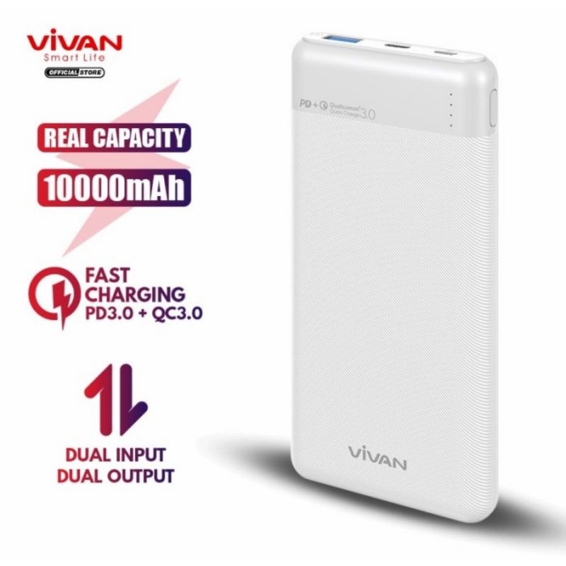 PowerBank VIVAN 10000mah VPB-M10 18W 3 Output Dual Input Port Type C