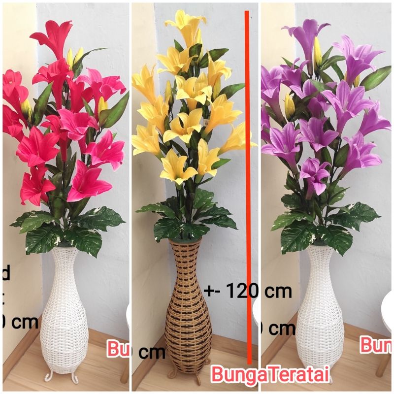 BUNGA SUDUT CALLALELY FOAM/KAIN/TULIP 5 SET POT ROTAN ARTIFICIAL PLASTIK HIAS DEKORASI