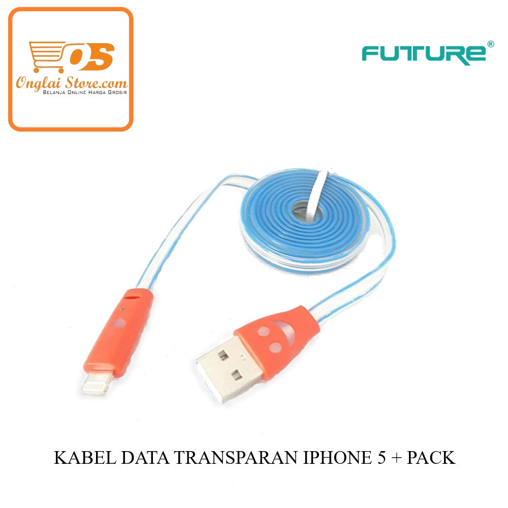 KABEL DATA TRANSPARAN IPHONE 5 + PACK (HARGA SPESIAL)