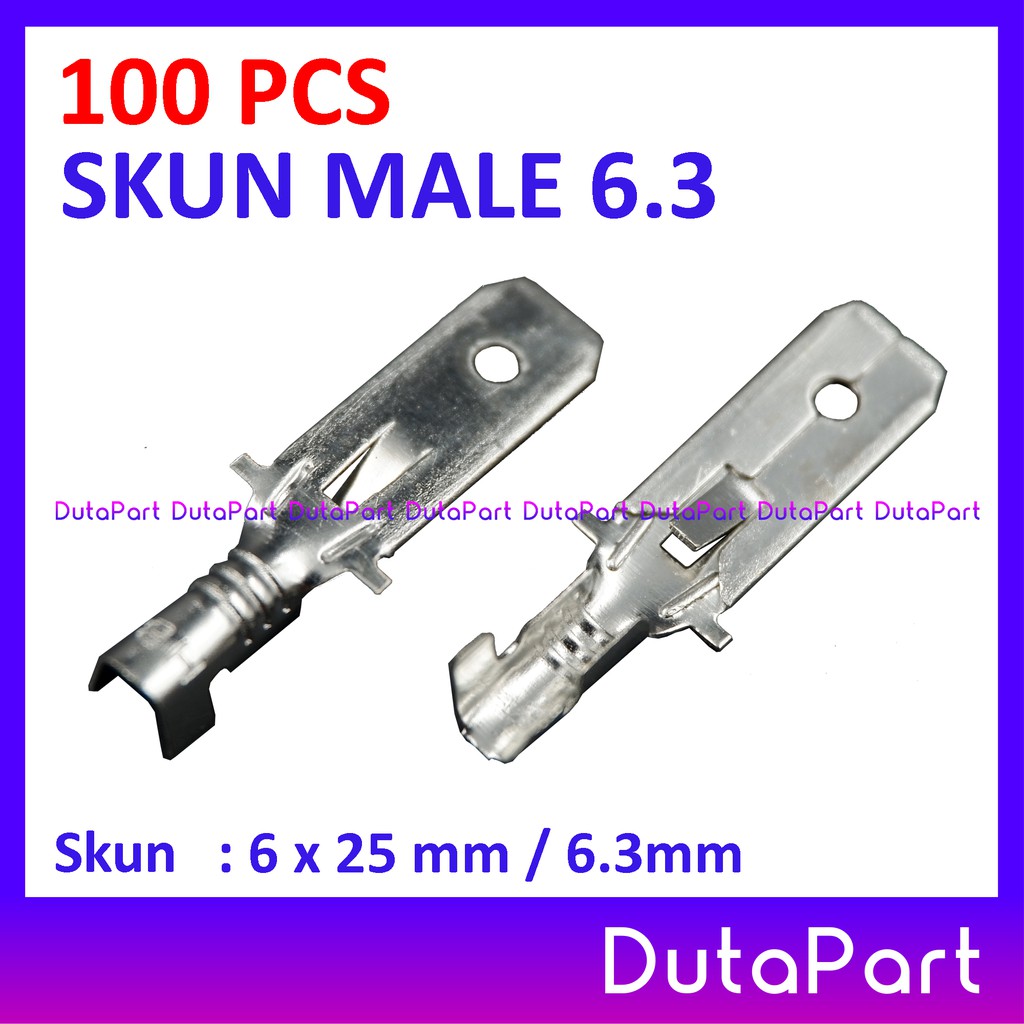 100 PCS Skun Jantan Male 6.3mm