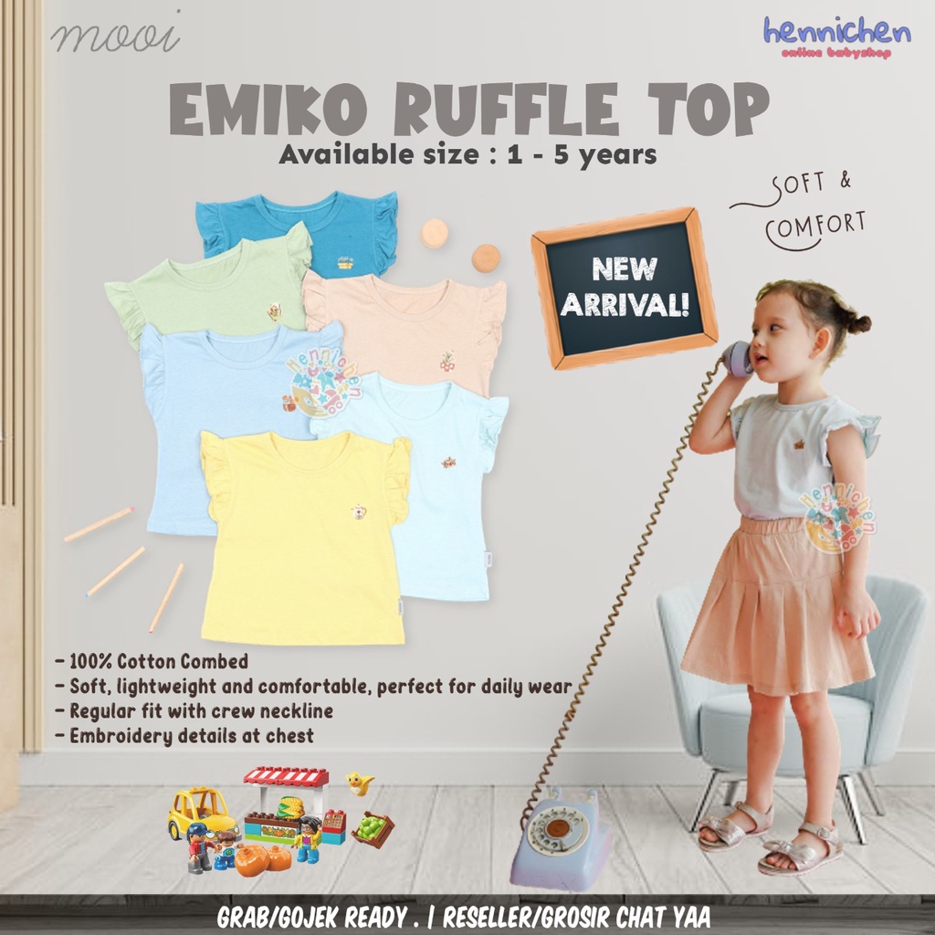 PROMO 7.7 PROMO BAJU LEBARAN MURAH MOOI EMIKO RUFFLE TOP ATASAN RUFFLE BAJU ANAK FASHION ANAK PEREMPUAN 1 - 5 TAHUN