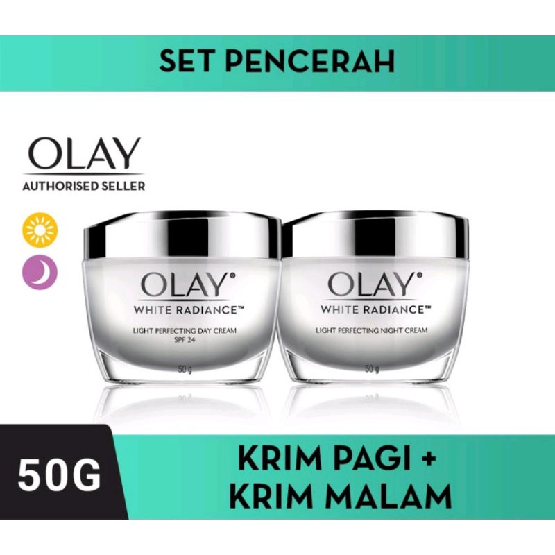 Olay White Luminous Light Day Cream and Night Cream ( Krim Pencerah Pagi Malam 50gram)