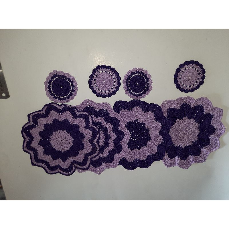 tatakan rajut gelas piring mangkok 1set