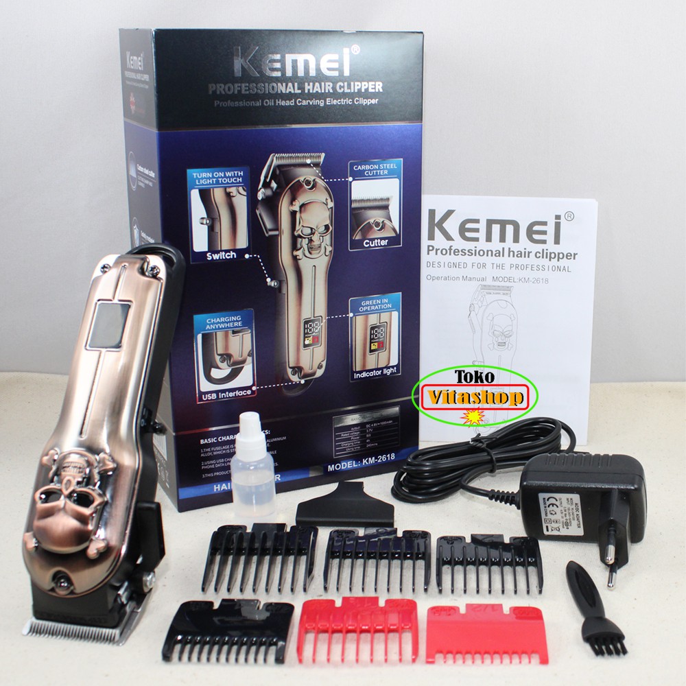 Hair Clipper Alat Cukur Kemei KM 2618 Mesin Cukuran dan Potong Rambut Charger