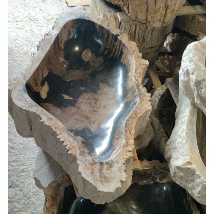 Wastafel Batu Fosil Kayu Ukuran 50 x 20 Cm