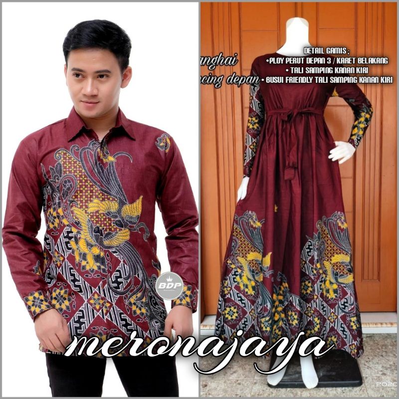 BISA PISAH Batik Couple Keluarga Sania Ruffle Ori ndoro jowi TERMURAH DI SHOPEE - kenari maroon