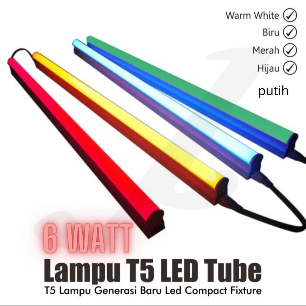 Lampu TL Neon T5 LED 6W 30cm Tube Warna Warni