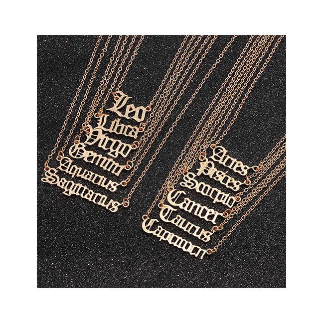 LRC Kalung Zodiak Fashion Golden Letter Necklace D63082