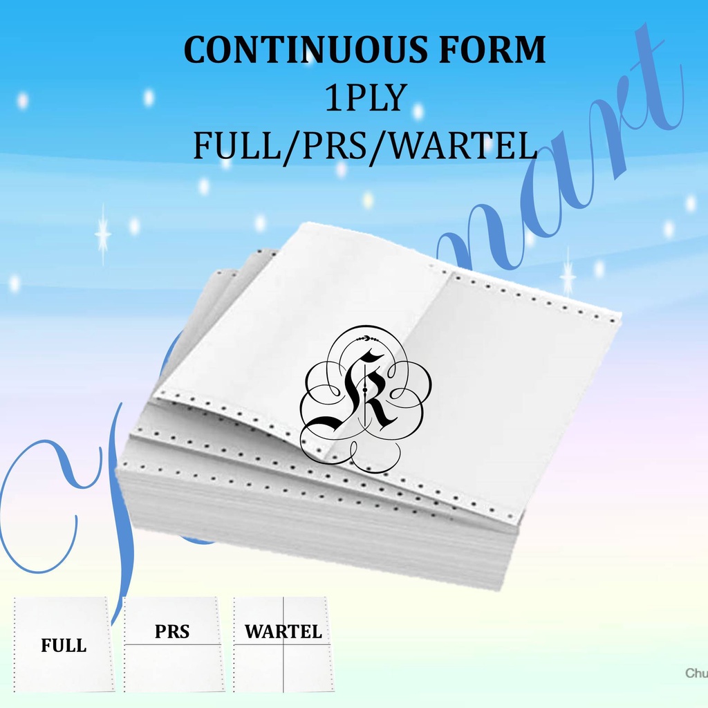 Kertas Resi Continuous Form Reform 1 Ply (9,5&quot; x 11&quot;) Full / PRS dibagi 2