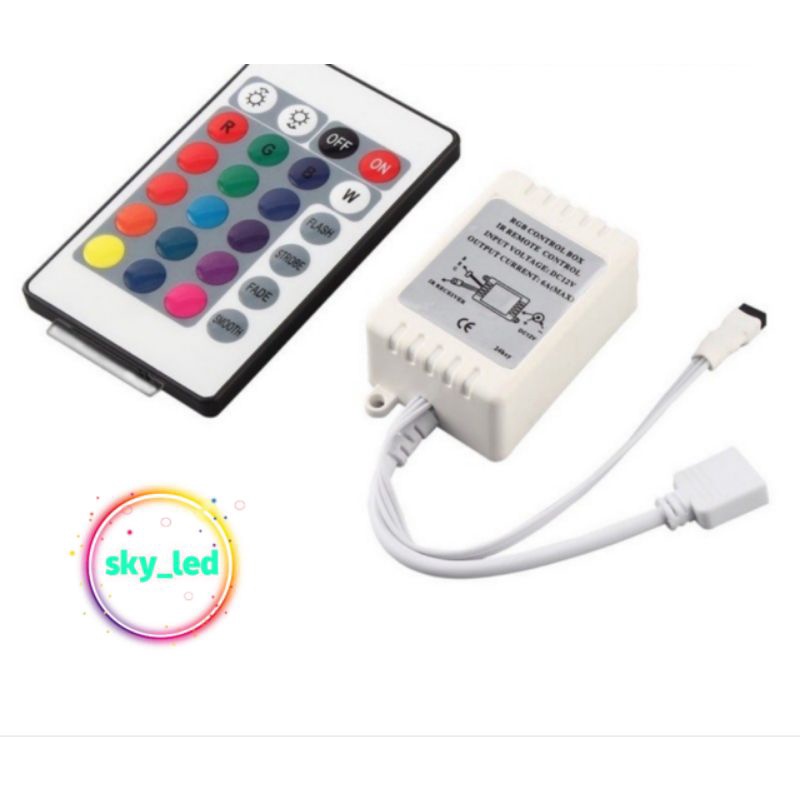 CONTROLLER REMOTE 24 KEY  UNTUK LED STRIP RGB 4 PIN SMD 2835 3528 5050 CONTROL BOX REMOTE 24KEY / CADANGAN 5M 10M